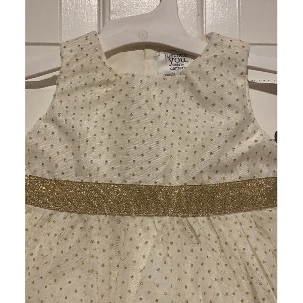 New Special Occasion Dress Carter's Just One You Gold Polka Dot  Size 3M Wedding